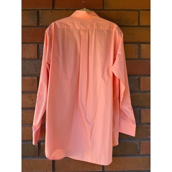 Izod Silky Poplin Shirt Button Down Dress | Peach Coral | Mens Size 16 (32/33) - Picture 2 of 12